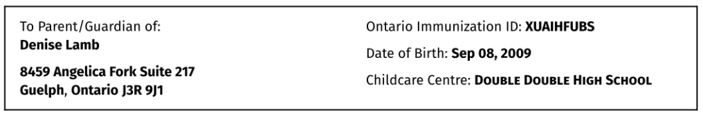 Client Information Table with 50/50 split and no vertical line
