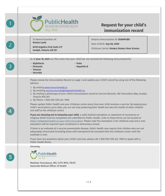 Client Information and Messaging page